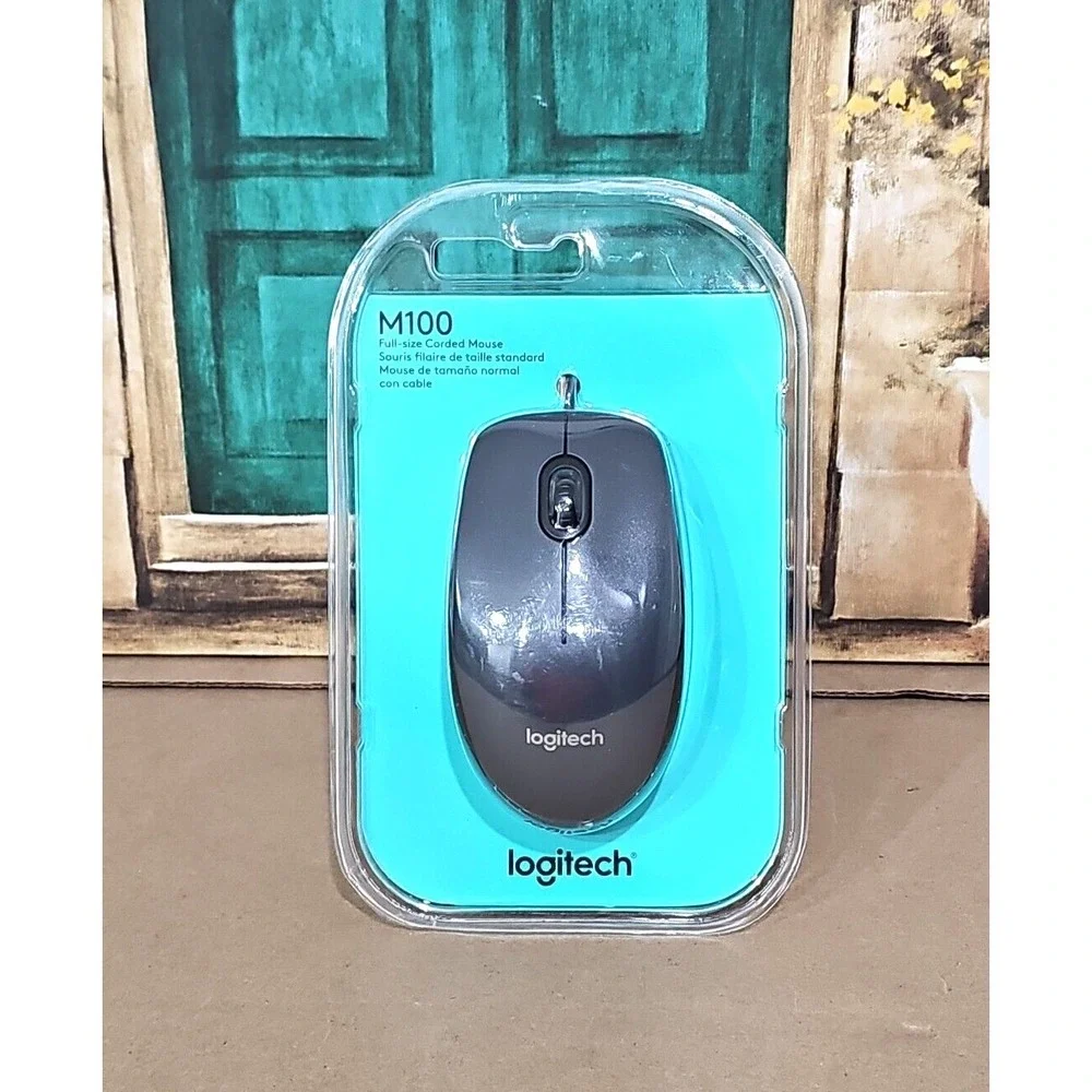 Logitech‎ M100 Wired 3 button Optical Mouse Scroll USB Grey - Sealed